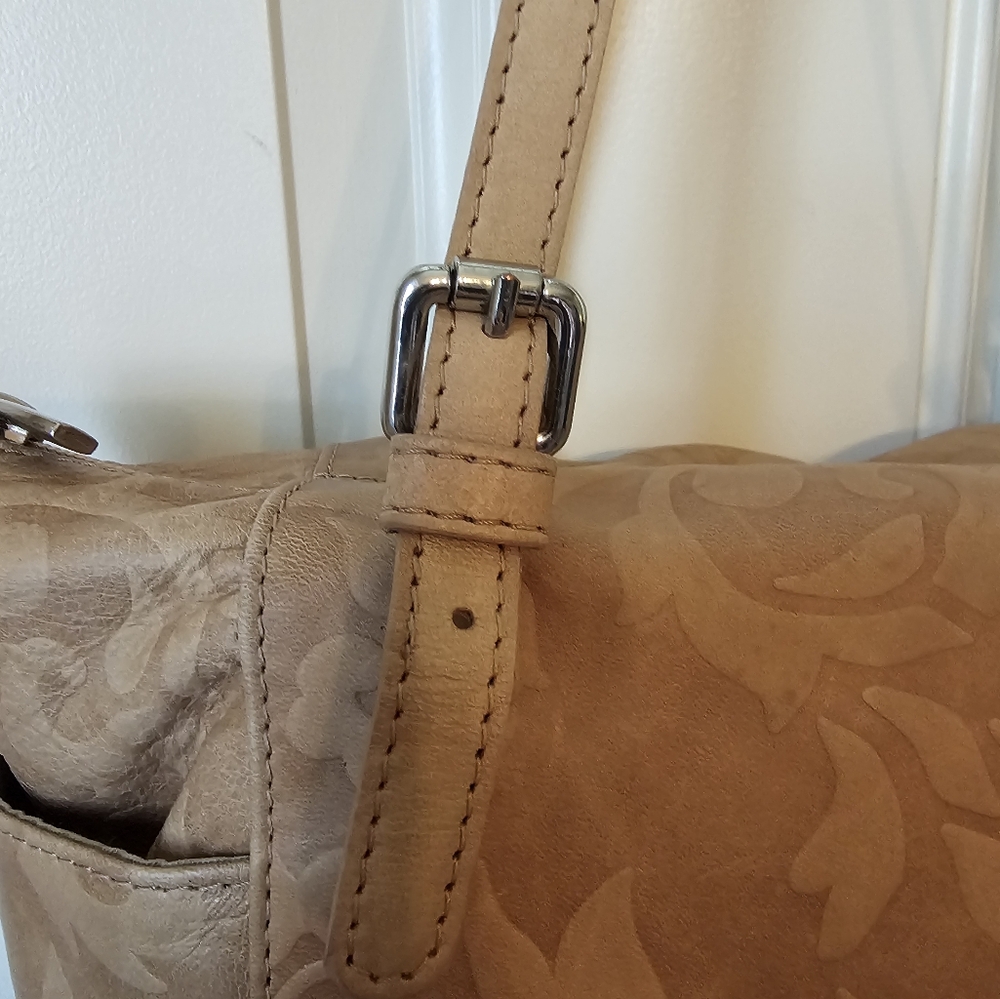 Valentina Tan Leather Tooled Shoulder Bag/Tote 🧡🩶 - Picture 7 of 15
